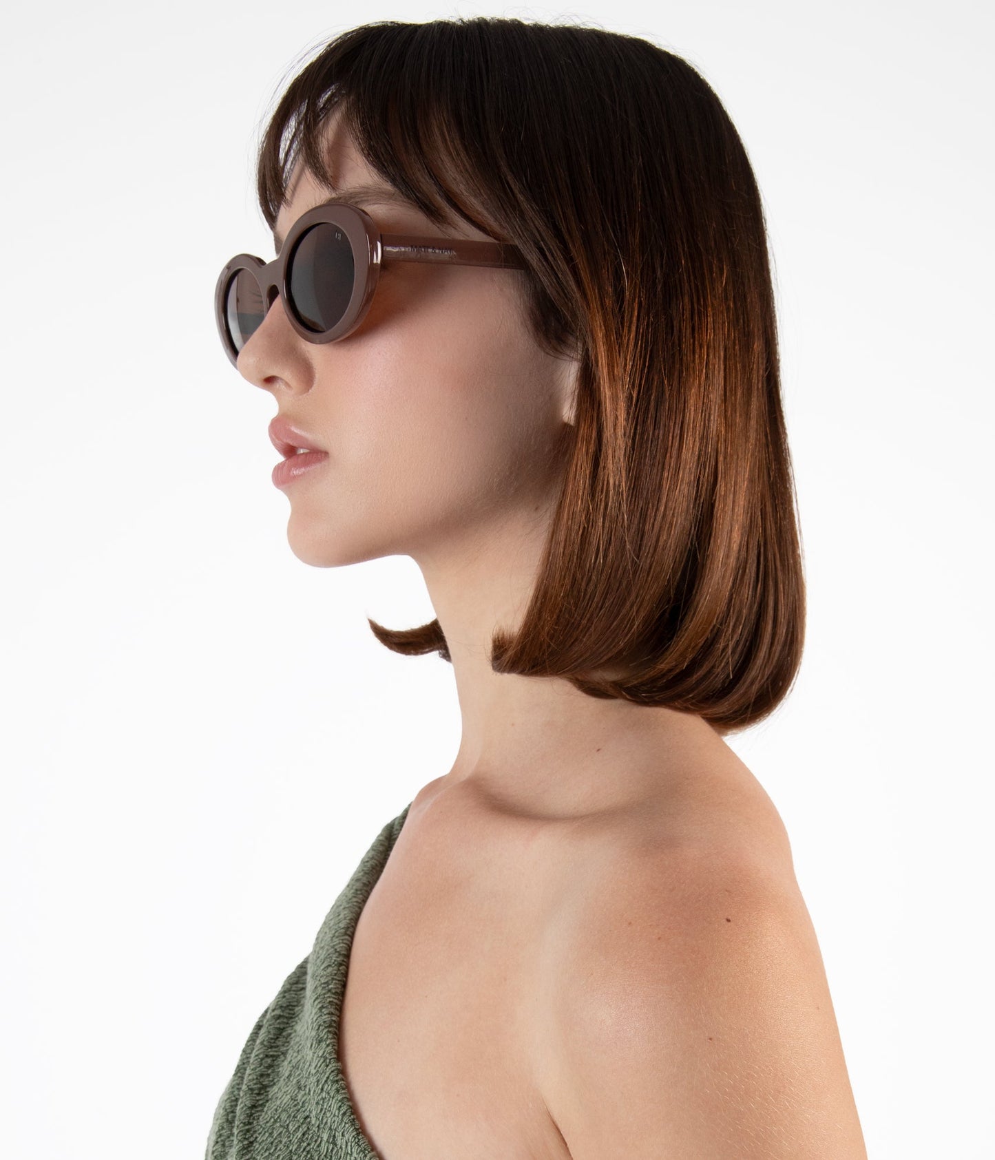 MIELA-2 Recycled Oval Sunglasses | Color: Green, Brown - variant::green