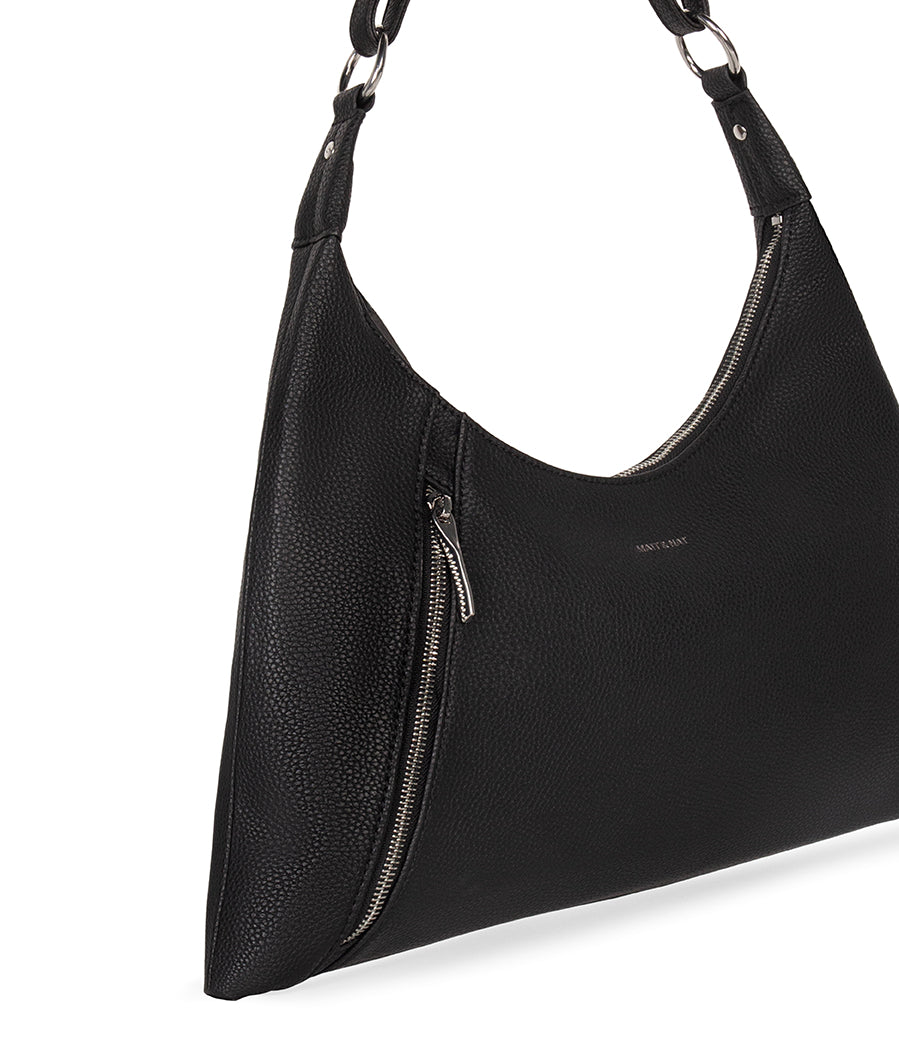 MORGAN Vegan Hobo Bag - Grain | Color: Black - variant::black