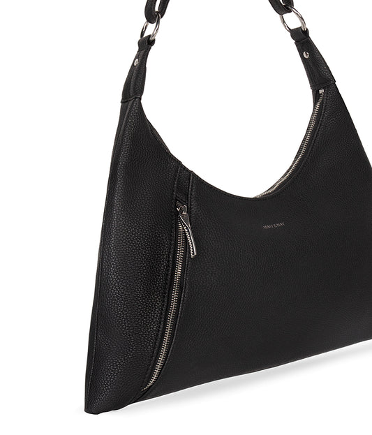 MORGAN Vegan Hobo Bag - Grain | Color: Black - variant::black